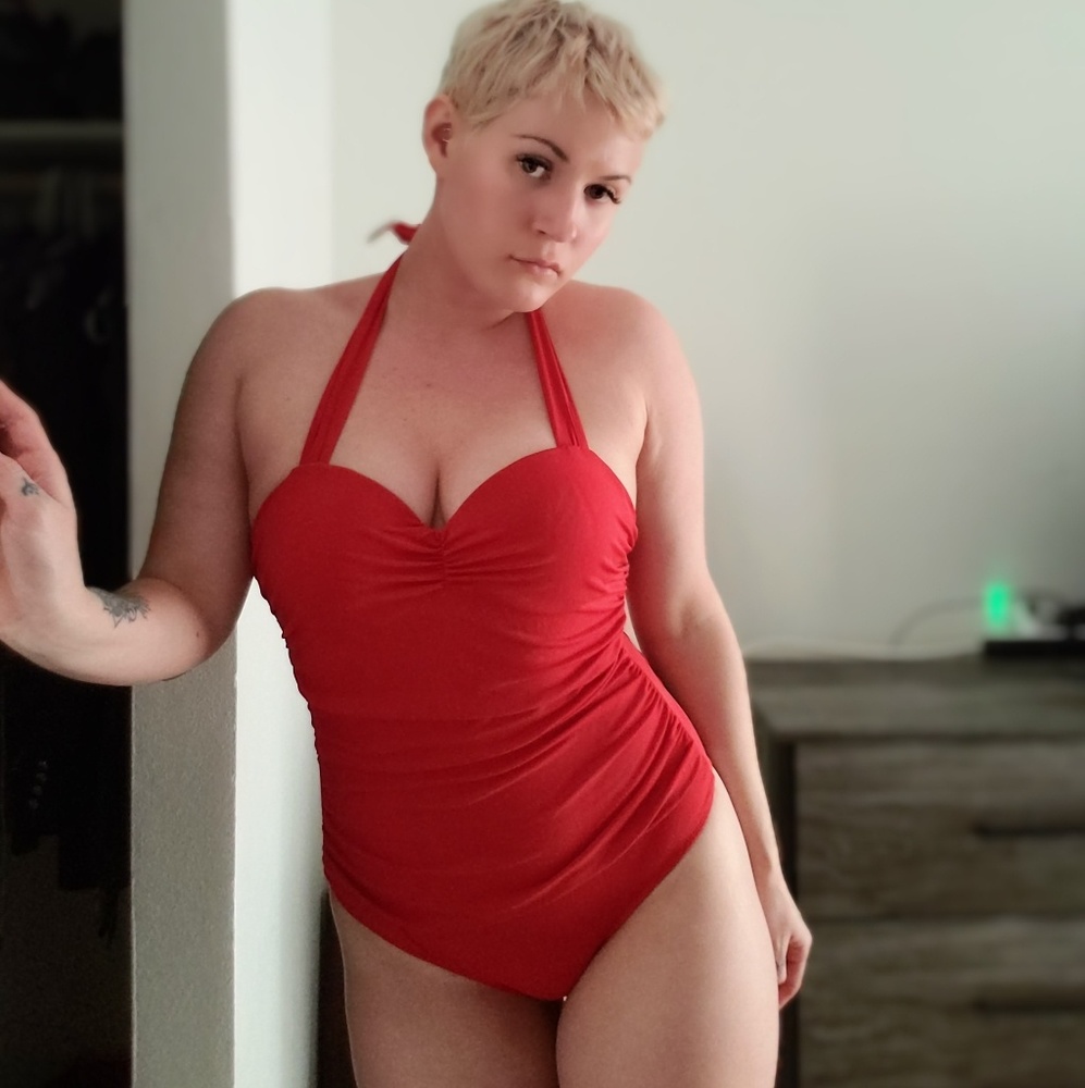 Red vintage style one piece
